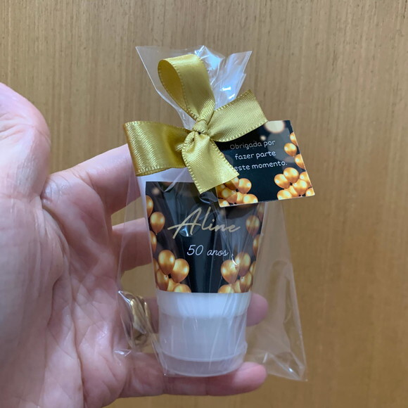 Lembrança Creme Hidratante Aniversário Balões Dourado Preto