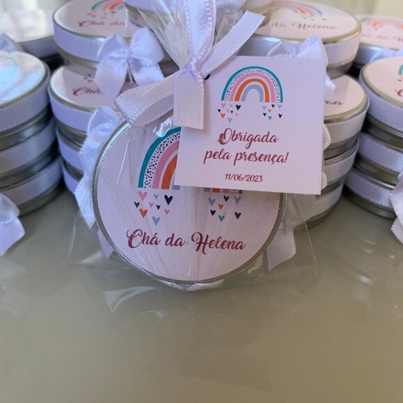 Lembrança Maternidade Vela Aromática Arco Iris Boho