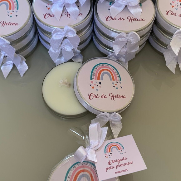 Lembrança Maternidade Vela Aromática Arco Iris Boho
