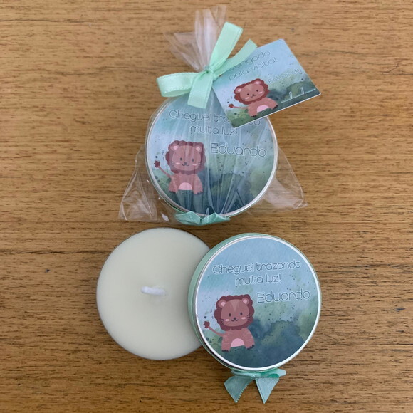 Lembrança Maternidade Vela Aromática Leãozinho Boho