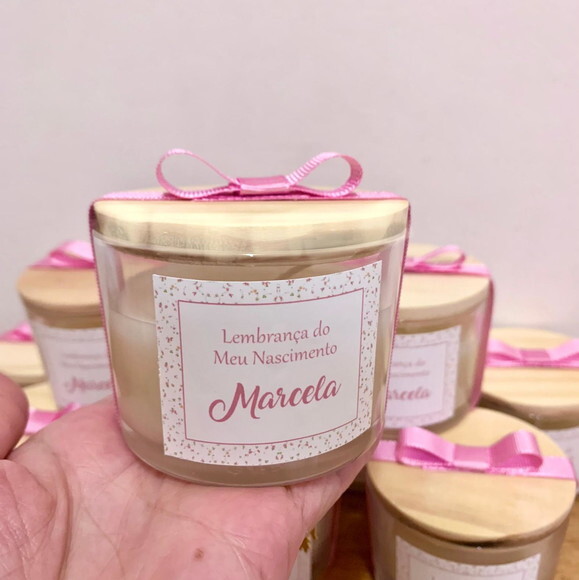 Lembrança Maternidade Vela Vegetal Aromática Pote Vidro