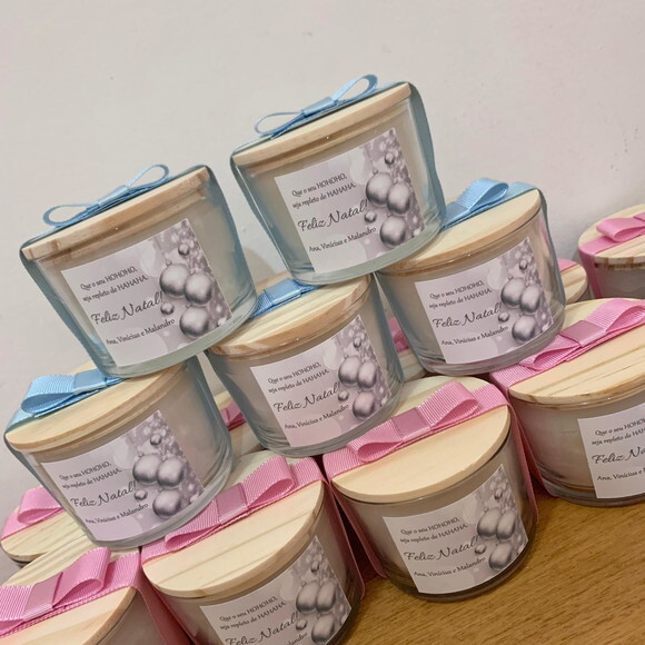 Lembrança Vela Vegetal Aromática Pote Vidro Natal