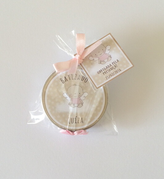 Lembrancinha Anjinho com Mini Terço Rosa