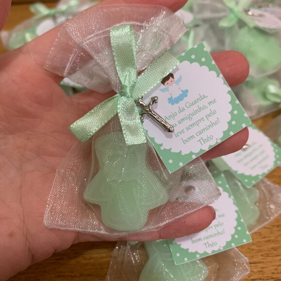 Lembrancinha Batizado Sabonete Anjinho Verde