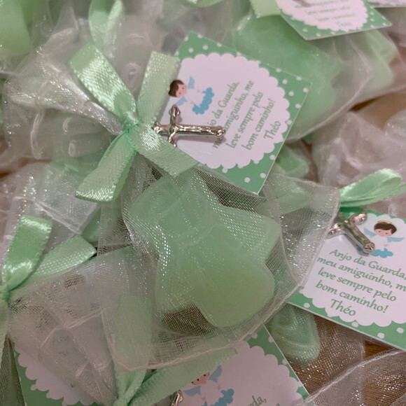 Lembrancinha Batizado Sabonete Anjinho Verde