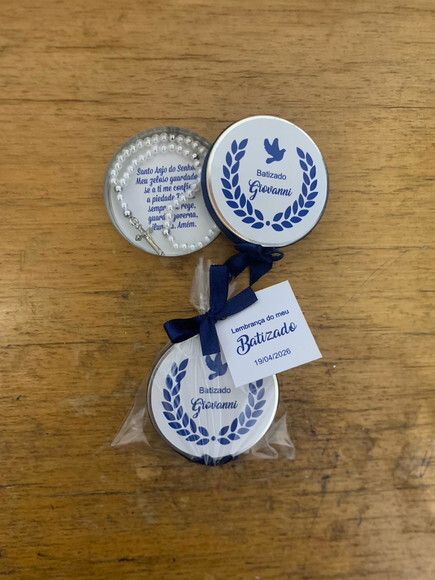 Lembrancinha com Mini Terço e Oração do Anjo da Guarda