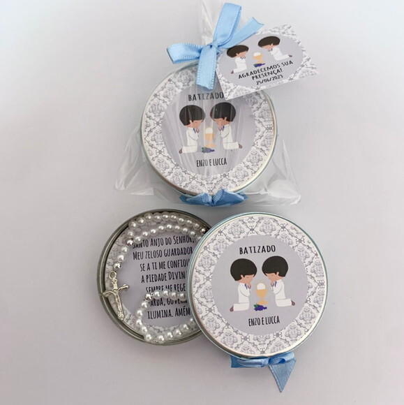 Lembrancinha com Mini Terço e Oração do Anjo da Guarda