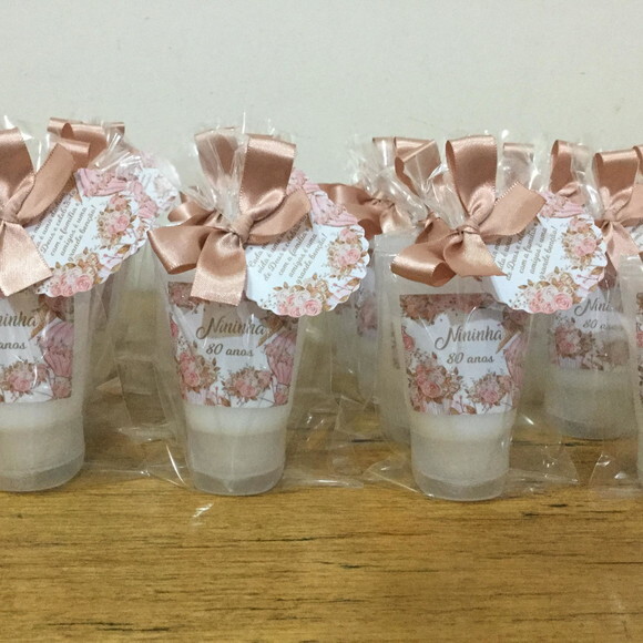 Lembrancinha Hidratante 80 Anos Floral Rosê Gold