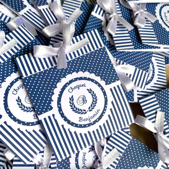 Lembrancinha Maternidade Sachê Sementinha azul marinho