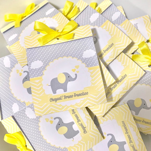 Lembrancinha Maternidade Sachê Sementinha Elefante Amarelo