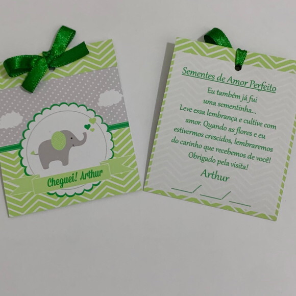 Lembrancinha Maternidade Sachê Sementinha Elefantinho verde