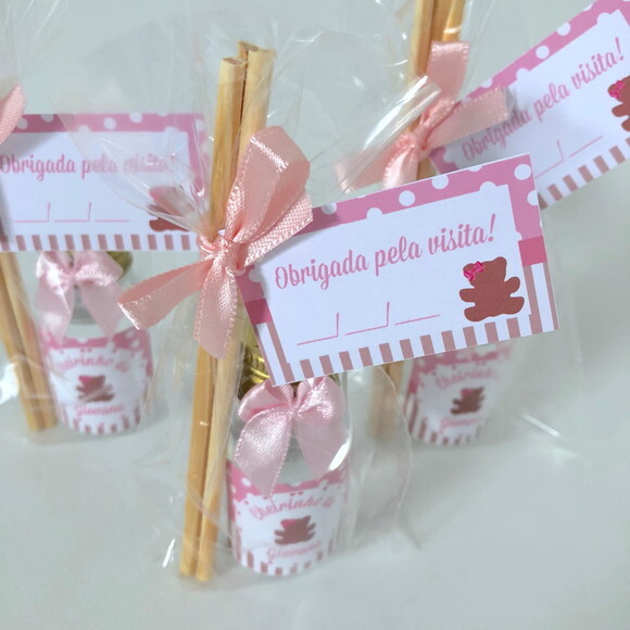 Lembrancinha Nascimento Aromatizador Ursinha Rosa