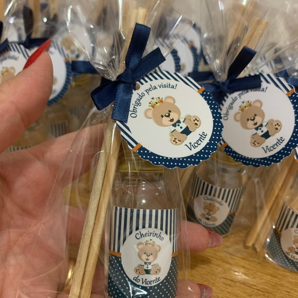 Lembrancinha Nascimento Aromatizador Urso Rei Azul marinho