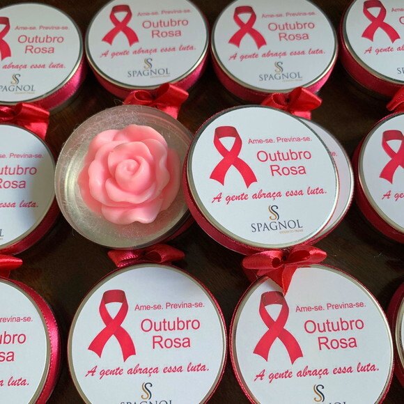 Lembrancinha Outubro Rosa Latinha Sabonete de Rosa