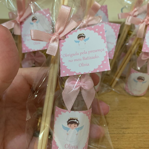 Lembrancinha p/ Batizado Mini Aromatizador Anjinha Rosa