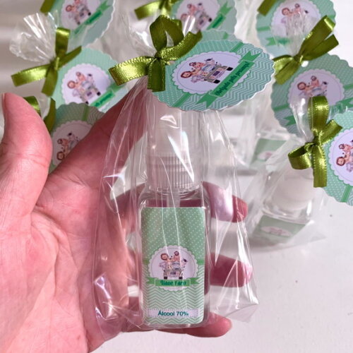 Álcool 70% Safari verde Lembrancinha Maternidade