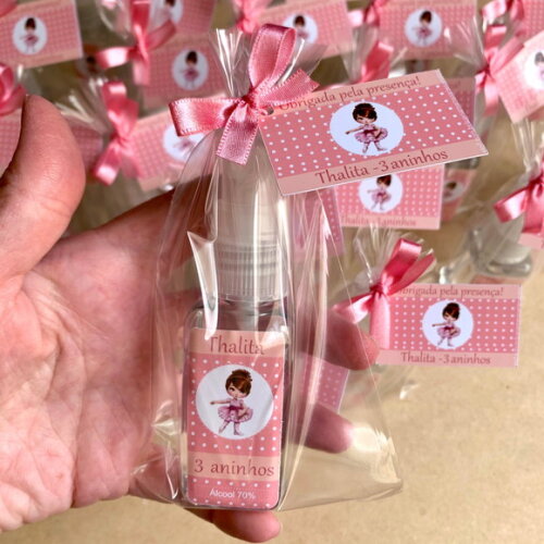 Álcool 70% Spray Lembrancinha aniversário bailarina