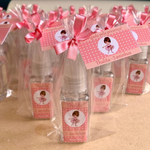 Álcool 70% Spray Lembrancinha aniversário bailarina