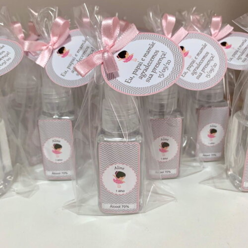 Álcool 70% Spray Lembrancinha aniversário bailarina