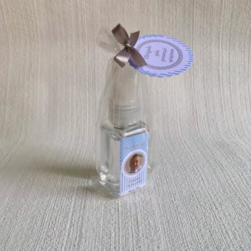 Álcool 70% Spray Lembrancinha Batizado com foto