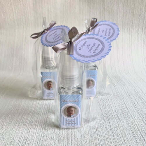 Álcool 70% Spray Lembrancinha Batizado com foto