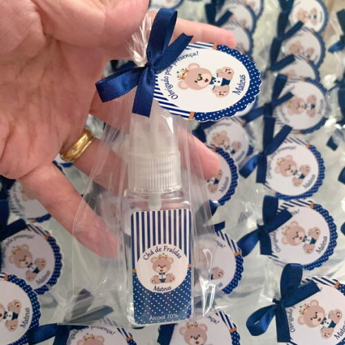 Álcool 70% Spray Lembrancinha maternidade Ursinho príncipe