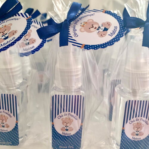 Álcool 70% Spray Lembrancinha maternidade Ursinho príncipe