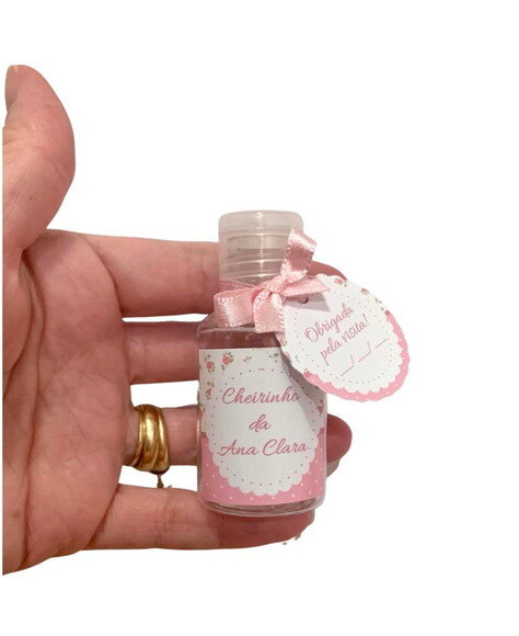 Álcool gel 70% Lembrancinha Maternidade Floral rosa