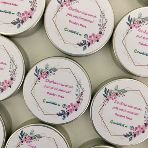 Brinde Empresarial Vela Aromática Outubro Rosa Novembro Azul