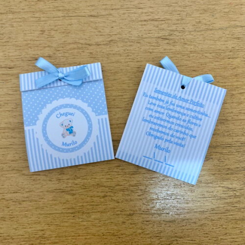 Kit Lembrancinha Sementinha + Vela Ursinho Azul