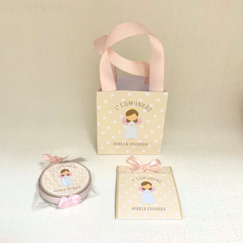 Kit Sacolinha personalizada + Sachê sementinha + vela