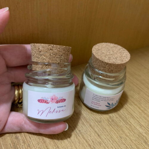 Lembrança Batizado Vela Aromática Potinho Vidro Tampa Rolha