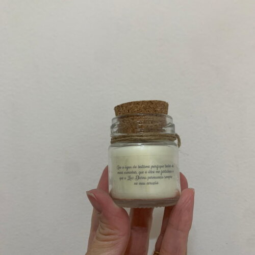 Lembrança Batizado Vela Aromática Vidro c/ Rolha e Sisal