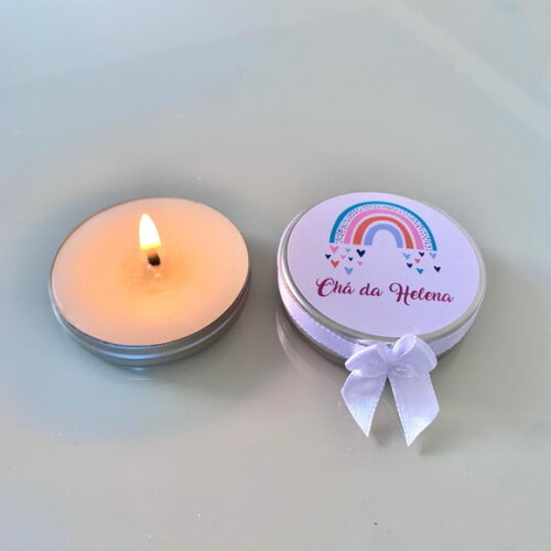Lembrança Maternidade Vela Aromática Arco Iris Boho