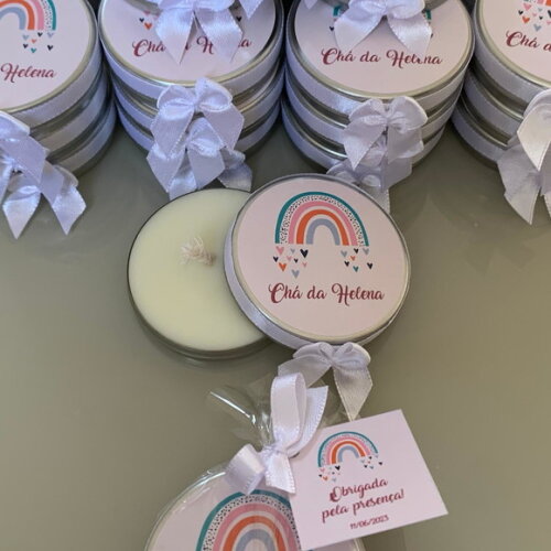 Lembrança Maternidade Vela Aromática Arco Iris Boho
