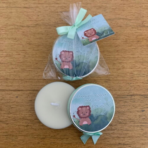 Lembrança Maternidade Vela Aromática Leãozinho Boho