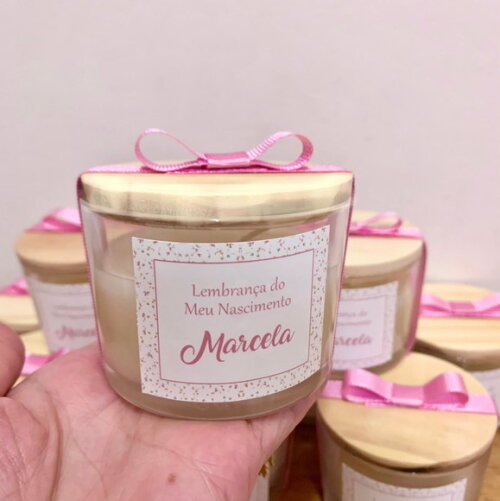 Lembrança Maternidade Vela Vegetal Aromática Pote Vidro