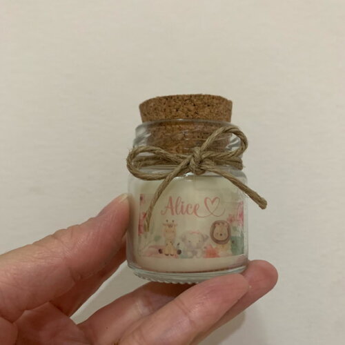 Lembrança Vela Aromática Vidro c/ Rolha e Sisal Safari Rosa