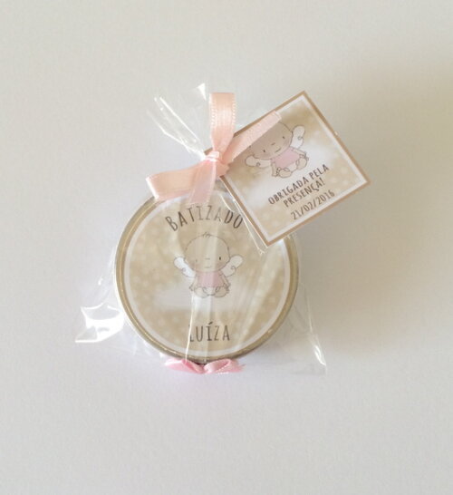 Lembrancinha Anjinho com Mini Terço Rosa