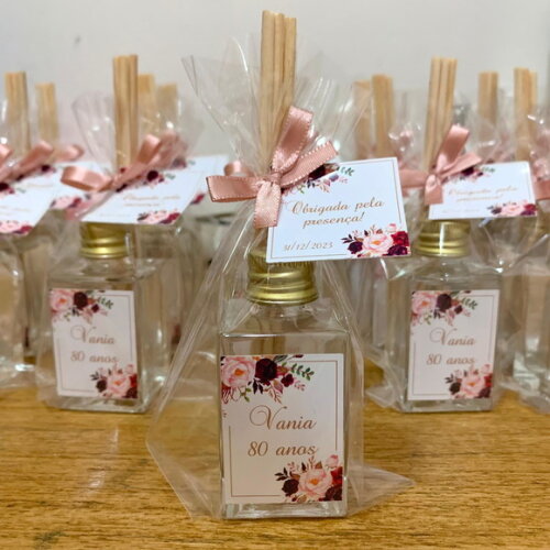 Lembrancinha Aromatizador Vidro 30ml Floral Rosê e Marsala