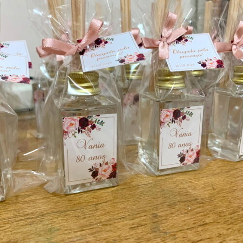 Lembrancinha Aromatizador Vidro 30ml Floral Rosê e Marsala