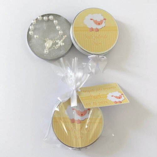 Lembrancinha Batizado com Mini Terço Ovelha