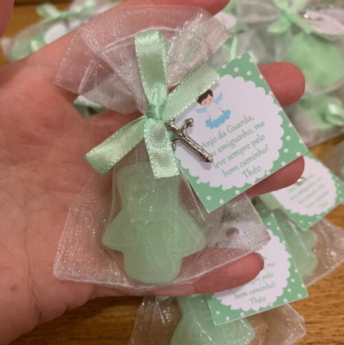 Lembrancinha Batizado Sabonete Anjinho Verde