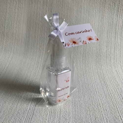 Lembrancinha Maternidade Home Spray floral e borboleta