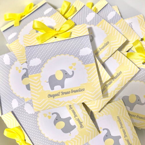 Lembrancinha Maternidade Sachê Sementinha Elefante Amarelo