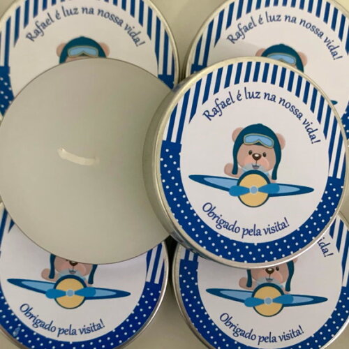 Lembrancinha Maternidade vela aromática Ursinho aviador