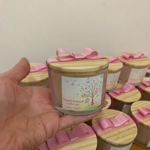 Lembrancinha Maternidade Vela Vegetal Aromática Vidro Jardim