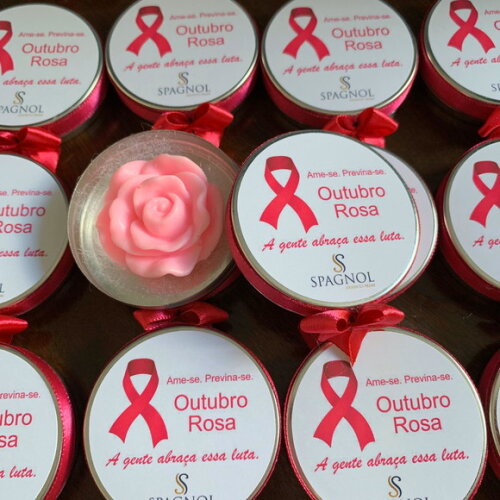 Lembrancinha Outubro Rosa Latinha Sabonete de Rosa