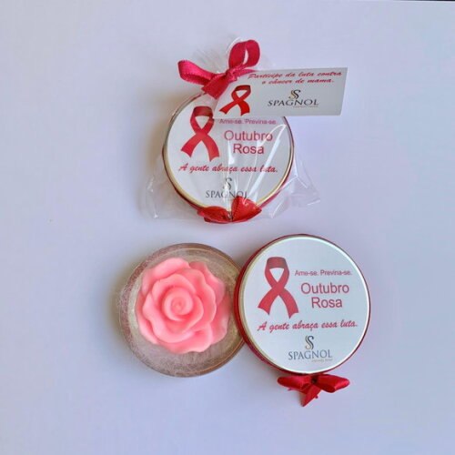 Lembrancinha Outubro Rosa Latinha Sabonete de Rosa