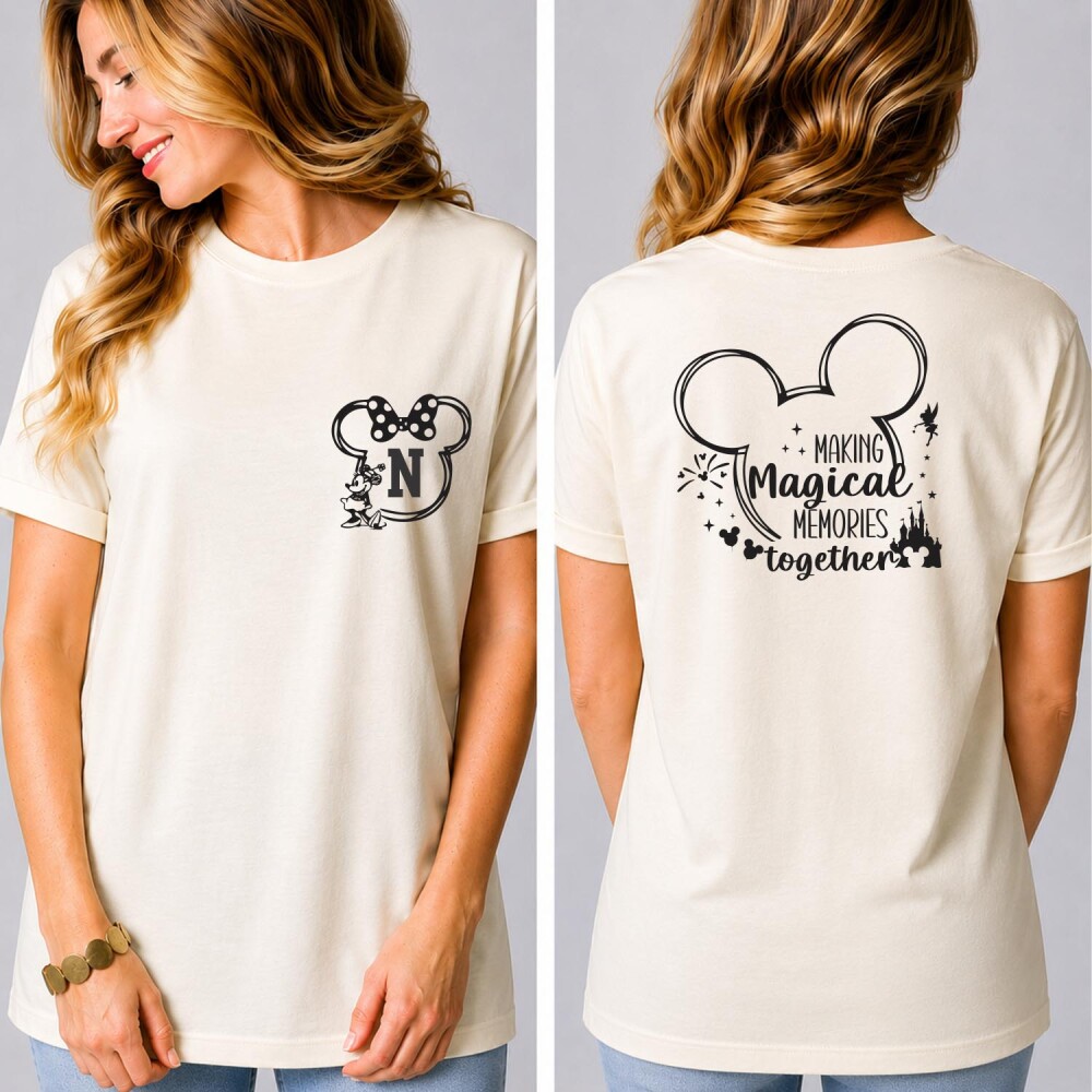 Kit Camiseta Viagem Disney Memories Mickey Minnie com Inicial do